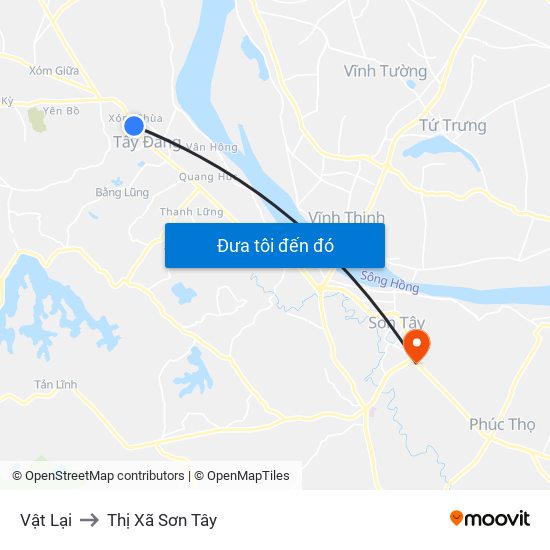 Vật Lại to Thị Xã Sơn Tây map