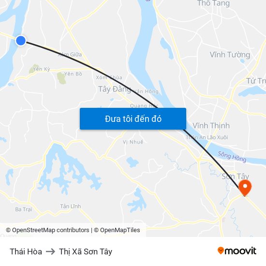 Thái Hòa to Thị Xã Sơn Tây map