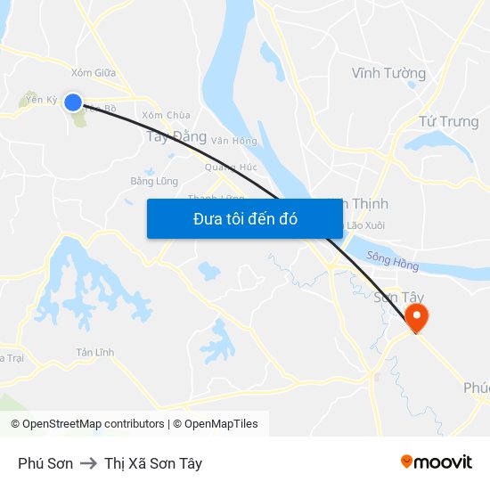 Phú Sơn to Thị Xã Sơn Tây map