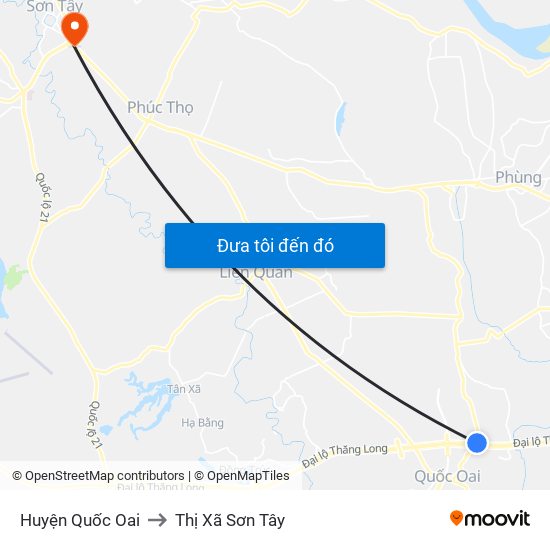 Huyện Quốc Oai to Thị Xã Sơn Tây map