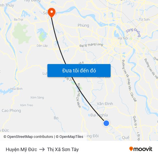 Huyện Mỹ Đức to Thị Xã Sơn Tây map