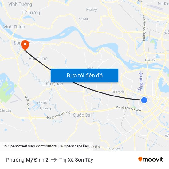 Phường Mỹ Đình 2 to Thị Xã Sơn Tây map