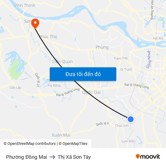 Phường Đồng Mai to Thị Xã Sơn Tây map