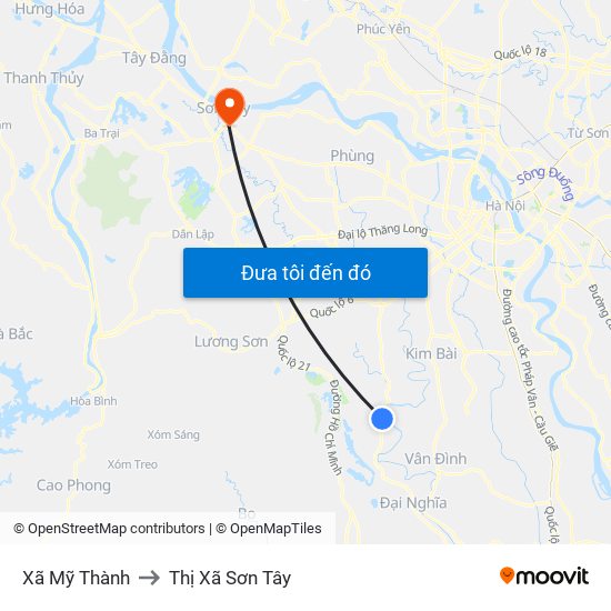 Xã Mỹ Thành to Thị Xã Sơn Tây map