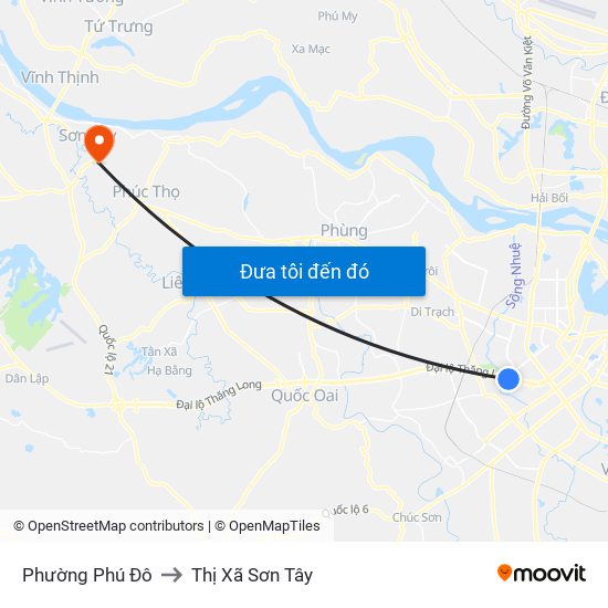 Phường Phú Đô to Thị Xã Sơn Tây map