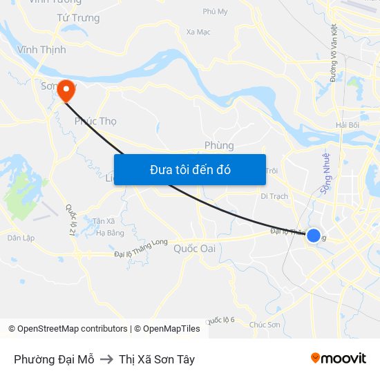 Phường Đại Mỗ to Thị Xã Sơn Tây map