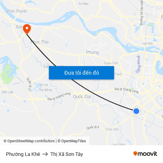 Phường La Khê to Thị Xã Sơn Tây map
