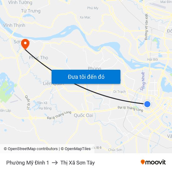 Phường Mỹ Đình 1 to Thị Xã Sơn Tây map