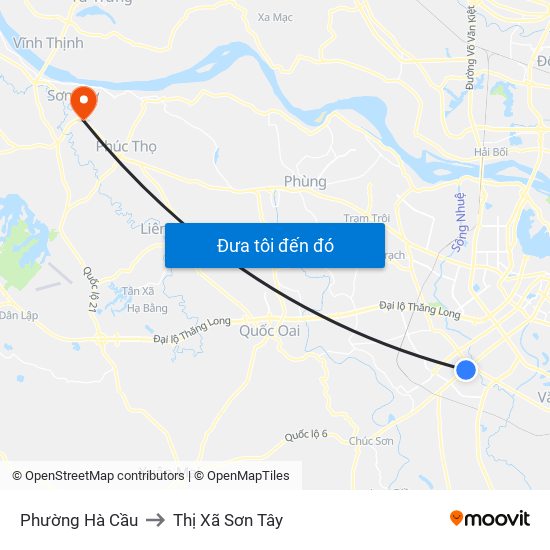 Phường Hà Cầu to Thị Xã Sơn Tây map
