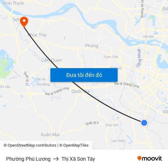 Phường Phú Lương to Thị Xã Sơn Tây map