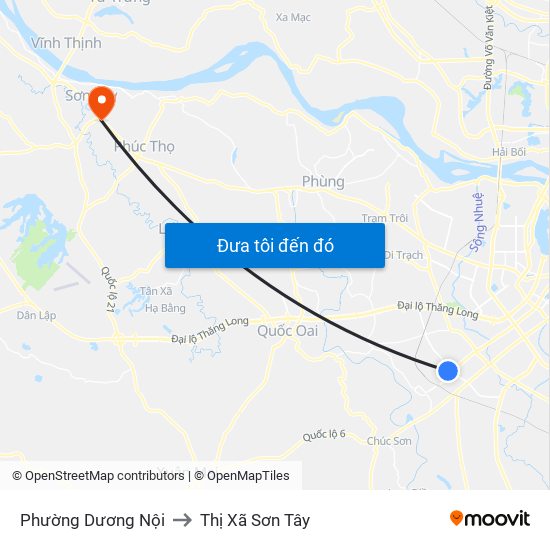 Phường Dương Nội to Thị Xã Sơn Tây map