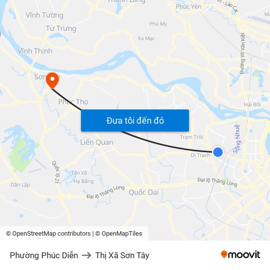 Phường Phúc Diễn to Thị Xã Sơn Tây map