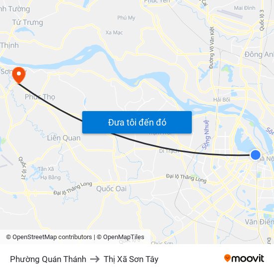 Phường Quán Thánh to Thị Xã Sơn Tây map