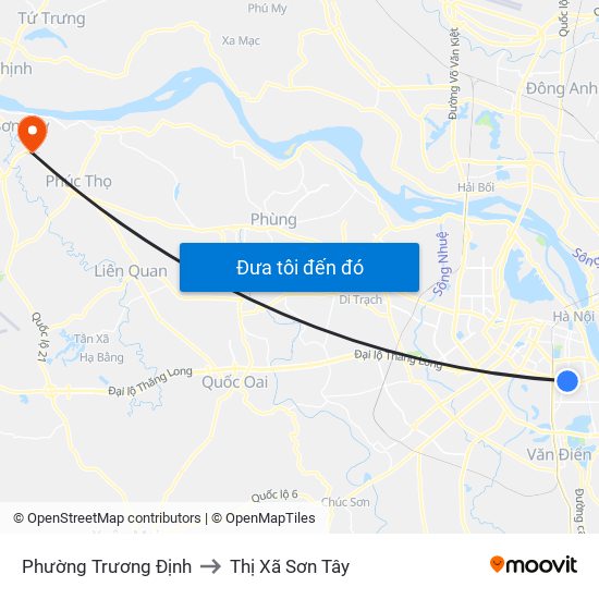 Phường Trương Định to Thị Xã Sơn Tây map