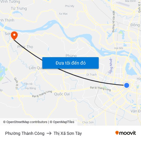 Phường Thành Công to Thị Xã Sơn Tây map