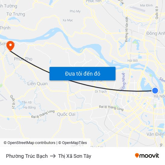 Phường Trúc Bạch to Thị Xã Sơn Tây map