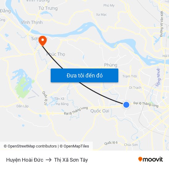 Huyện Hoài Đức to Thị Xã Sơn Tây map