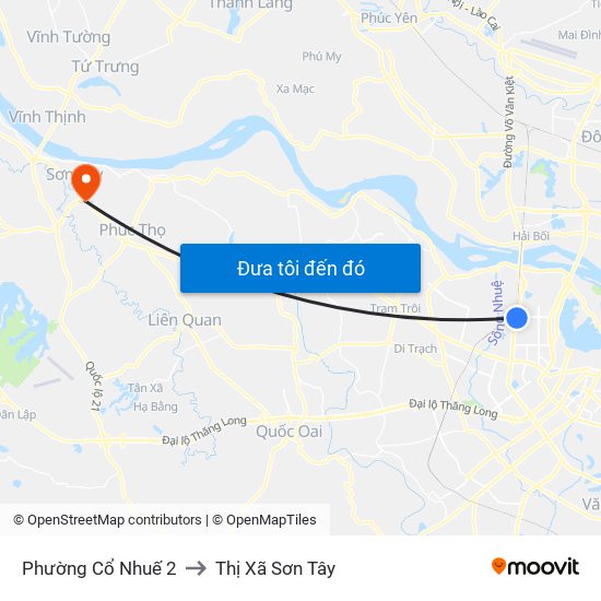 Phường Cổ Nhuế 2 to Thị Xã Sơn Tây map