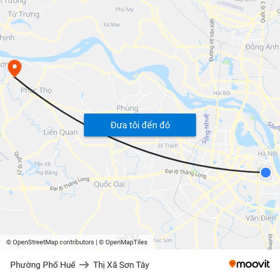 Phường Phố Huế to Thị Xã Sơn Tây map