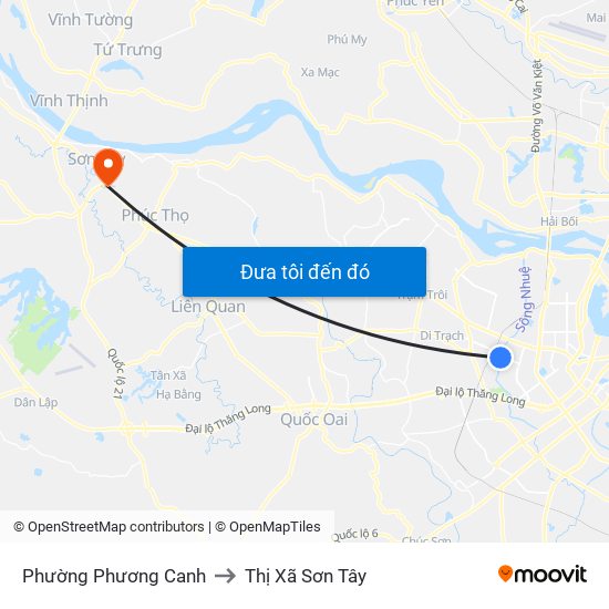 Phường Phương Canh to Thị Xã Sơn Tây map