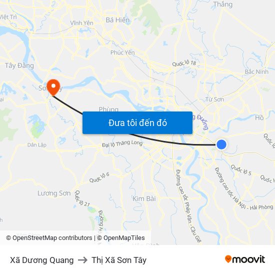 Xã Dương Quang to Thị Xã Sơn Tây map