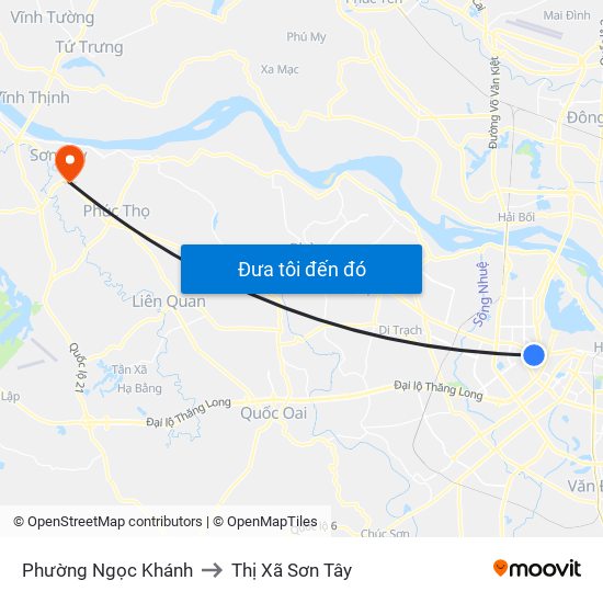 Phường Ngọc Khánh to Thị Xã Sơn Tây map