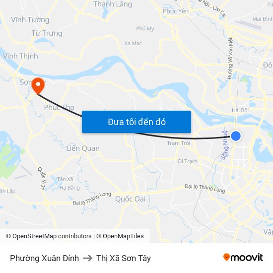 Phường Xuân Đỉnh to Thị Xã Sơn Tây map