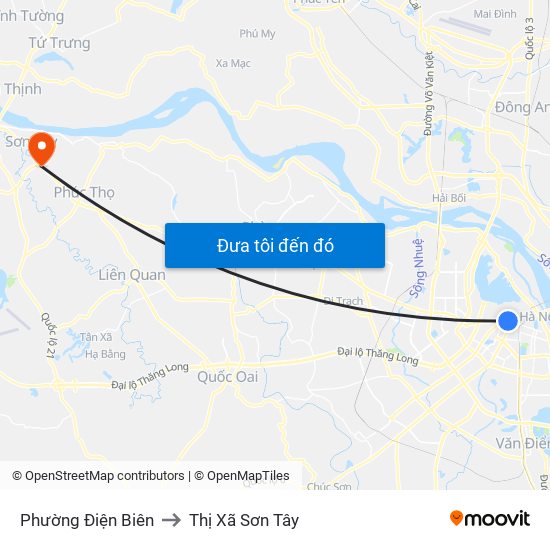Phường Điện Biên to Thị Xã Sơn Tây map