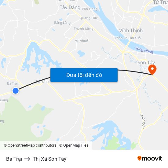 Ba Trại to Thị Xã Sơn Tây map
