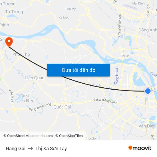 Hàng Gai to Thị Xã Sơn Tây map