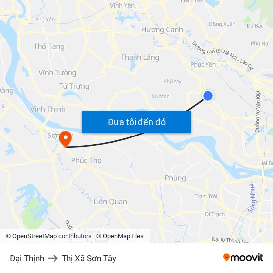 Đại Thịnh to Thị Xã Sơn Tây map