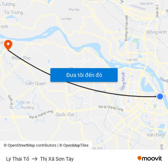 Lý Thái Tổ to Thị Xã Sơn Tây map