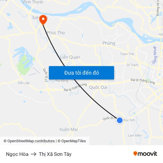 Ngọc Hòa to Thị Xã Sơn Tây map