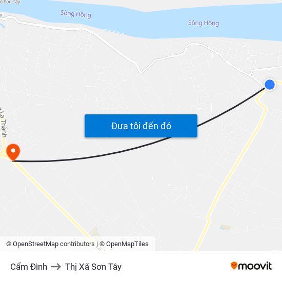 Cẩm Đình to Thị Xã Sơn Tây map