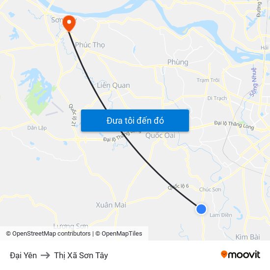 Đại Yên to Thị Xã Sơn Tây map