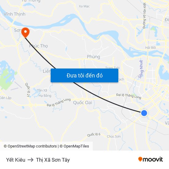 Yết Kiêu to Thị Xã Sơn Tây map