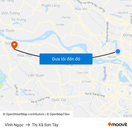 Vĩnh Ngọc to Thị Xã Sơn Tây map