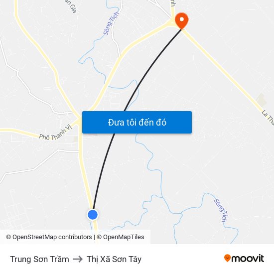 Trung Sơn Trầm to Thị Xã Sơn Tây map