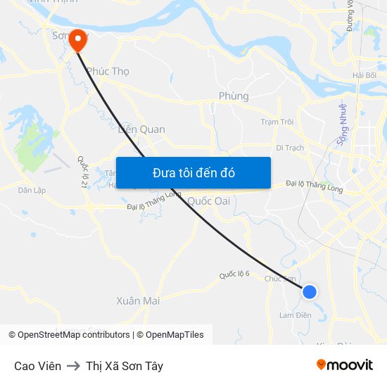 Cao Viên to Thị Xã Sơn Tây map