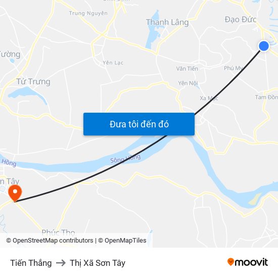 Tiến Thắng to Thị Xã Sơn Tây map