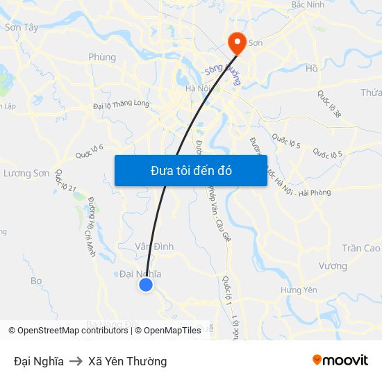 Đại Nghĩa to Xã Yên Thường map