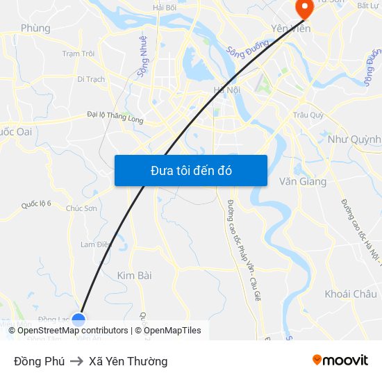 Đồng Phú to Xã Yên Thường map