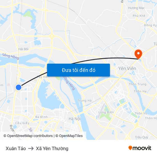 Xuân Tảo to Xã Yên Thường map