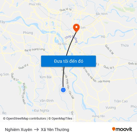 Nghiêm Xuyên to Xã Yên Thường map