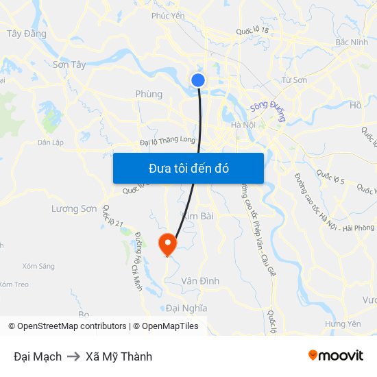 Đại Mạch to Xã Mỹ Thành map