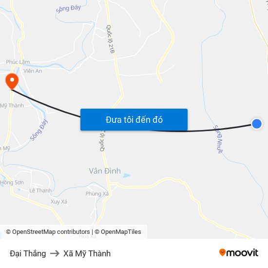 Đại Thắng to Xã Mỹ Thành map