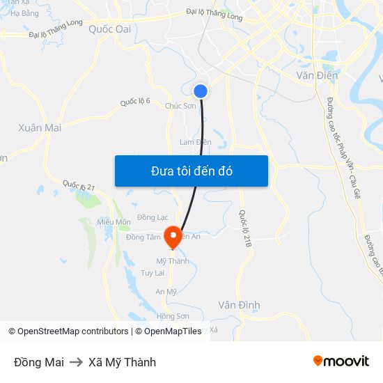 Đồng Mai to Xã Mỹ Thành map