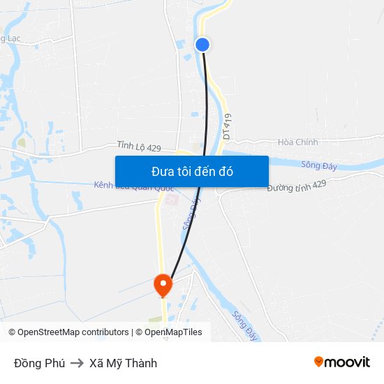 Đồng Phú to Xã Mỹ Thành map