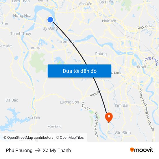Phú Phương to Xã Mỹ Thành map