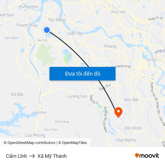 Cẩm Lĩnh to Xã Mỹ Thành map